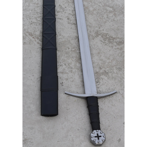 Épée décorative de chevalier templier médiéval avec fourreau en cuir - Product Image 3