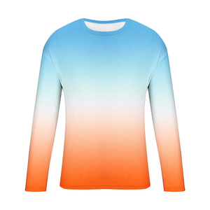 Men's Gradient Long Sleeve T-<b>Shirt</b> O-Neck Casual Slim Fit Knitted Breathable <b>100</b>% <b>Polyester</b> Solid Color - Product Image 6