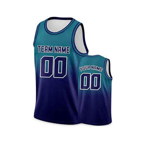 Custom Basketball Jersey Unisex Sleeveless Gradient Green Navy Sublimated Print Breathable Mesh 100% Polyester <b>Athletic</b> Fit - Product Image 4