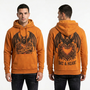 Sweat à capuche personnalisé pour homme en coton épais, délavé à l'acide, couleur Teal, avec motif Cœur anatomique en fil barbelé, style streetwear, fabricant - Product Image 3