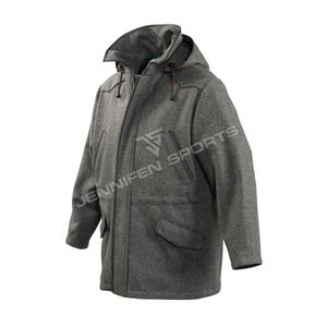 Chaquetas de Caza para Hombre Más Vendidas, Invierno, 100% Lana, Transpirables, Logotipo Personalizado, Servicio OEM, Abrigo de Caza con Bordes de Cuero - Product Image 2