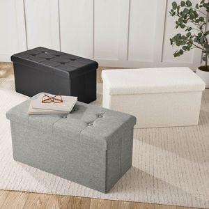 30" Collapsible Fabric <b>Storage</b> Ottoman Soft Stackable Seat <b>Stool</b> for Living Room - Product Image 5