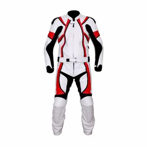 Traje de Motocicleta de Cuero Blanco y Rojo - Product Image 1