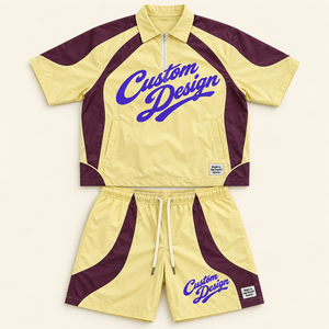 Conjunto Deportivo Unisex Personalizado de Nylon: Camisa Oversize con Cremallera y Pantalones Cortos con Cordón, Estilo Urbano, Venta al por Mayor - Product Image 3