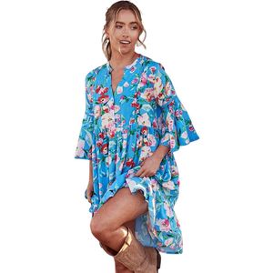 Vestido Mini Estampado para Mujer, Vestido de Moda con Cintura Fruncida - Product Image 3