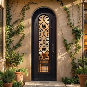 Puerta de Entrada Exterior de Hierro Forjado Tradicional de Lujo, Diseño Abatible, Revestimiento en Polvo Resistente al Óxido, Fácil Montaje - Product Image 3