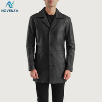 Manteau d'hiver réversible en cuir véritable pour homme, doublure chaude, col classique, style décontracté, professionnel et formel