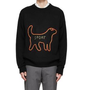 Pull-over personnalisé OEM/ODM en coton tricoté 100% noir, col rond, manches longues, anti-boulochage, respirant, collection automne - Product Image 1