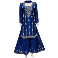 FAMUCAAS pour broderie manuelle sur tissu, haut Kurta, bas Sharara/Plazo/Salwar, robe de mariée noire, tenue de soirée, séchage rapide, toutes saisons