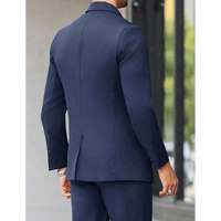 Costume moderne pour homme bleu nuit asymétrique à double boutonnage avec détails à œillets