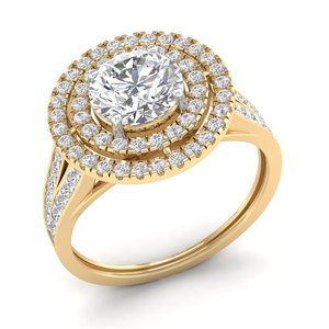 Anillo de Compromiso REYES de Plata de Ley 925 con Moissanita de Corte Redondo DEF VVS de 1.93 Quilates y Oro Amarillo de 14K, Joyería Fina, Regalo de Boda - Product Image 2