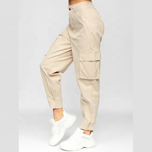 Pantalon cargo en coton pour femme OEM, respirant, séchage rapide, écologique, coupe droite, coupe-vent, taille mi-haute élastique - Product Image 1