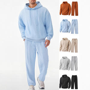 Conjunto de Sudadera con Capucha Acolchada y Pantalones Jogger para Hombre, Color Sólido, Grueso, Chándal Casual de Invierno, Venta al por Mayor, Forro Polar Pesado - Product Image 6