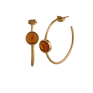 Pendientes de Aro de Granate Hessonita Natural Hechos a Mano, Diseño Abierto, Estilo Boho Chic, Joyería Artesanal, Accesorios de Moda, Regalo - Product Image 3