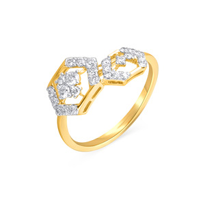 Luxurious 14K Gold Geometric Honeycomb Ring Full Pave Diamonds Inlay Minimalist Modern Fashion Ring for Her Birthday <b>Present</b> - Product Image 1