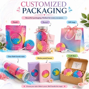 Bombas de Baño Efervescentes en Espiral, Rosadas, Azules y Amarillas, Hechas a Mano, Lindas, con Ingredientes 100% Naturales, Etiqueta Privada OEM - Product Image 6