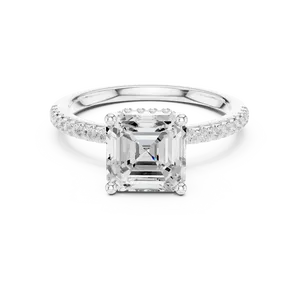Anillo de Diamante con Halo Oculto, Corte Asscher, Oro Sólido Opulento, Diamante Cultivado en Laboratorio, Unisex, Joyería Fina, Gama Espectacular - Product Image 5