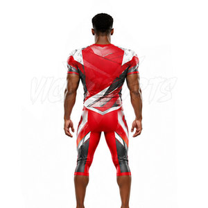 Conjuntos de Camisetas de Fútbol Americano Personalizadas para Hombre, Azul, Rojo, Blanco, Cuello en V, Manga Corta, Impresión Sublimada, Absorbe la Humedad, Regular, 100% - Product Image 3