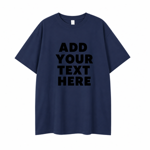 Camiseta Personalizada de Manga Corta con Cuello Redondo Azul Marino para Hombre, con Estampado de Letras Negras, Corte Regular, Informal, de Algodón Jersey - Product Image 5