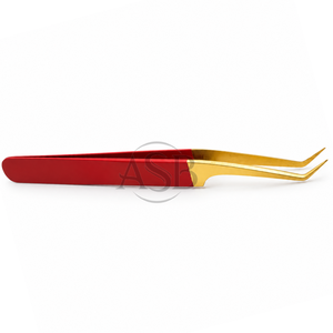 45 Degree Angle <b>Red</b> Gold Lash Tweezer Stainless Steel Fine Tip Dual <b>Tone</b> Professional Beauty Instrument OEM - Product Image 3