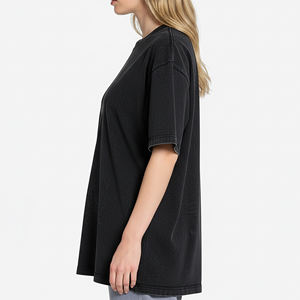Camisetas de Mujer con Cuello Redondo, 100% Algodón, Lavado Ácido, Personalizadas OEM/ODM, Transpirables, Hombros Caídos, Estilo Urbano - Product Image 5