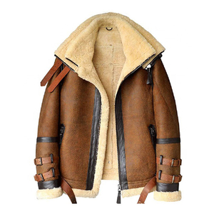 Best Edition Genuine Leather <b>Jackets</b> Distressed Pure <b>Sheepskin</b> Sherpa Shearling Faux Fur Windproof Waterproof High Street Zipper - Product Image 3
