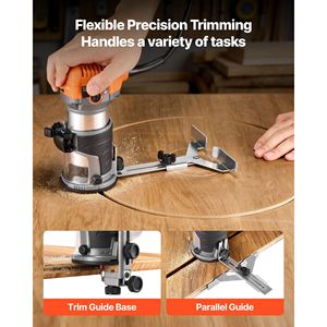 Fresatrice per legno 1 HP 710W a velocità variabile, monomandrino, compatta, per rifilatura bordi, con pinza da 1/4 e utensile a immersione incluso - Product Image 4