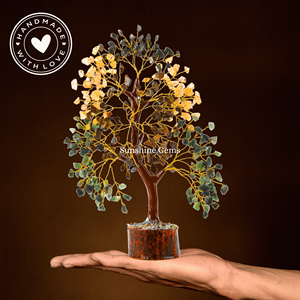 Árbol de la Vida de Cristal con Ojo de Tigre, Citrino, Pirita, Jade Verde y Alambre Dorado para Decoración del Hogar, Venta al Por Mayor - Product Image 2