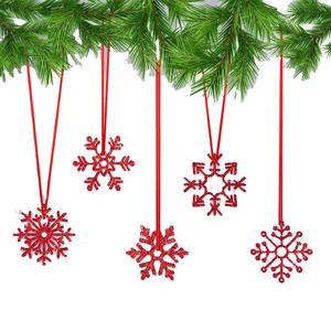 Best Selling Set of 5 <b>Wooden</b> Snowflake <b>Christmas</b> <b>Tree</b> Decorations Custom Size Glitter Texture Ornaments from Indian Manufacturer - Product Image 1