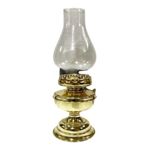 Lámpara de aceite alemana grande de latón decorativo con chimenea - Product Image 1