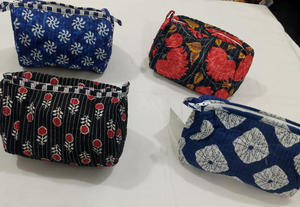 Bohemian Zipper Cosmetic Bag Small Portable Textile <b>Makeup</b> Storage <b>Case</b> Geometric Pattern Multi Color Design - Product Image 3