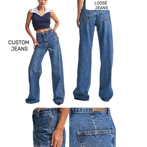 Pantalones vaqueros de marca personalizados de cintura alta rectos y anchos Mega Baggy Jeans relajados y lavados para mujer proveedor de pantalones en Bangladesh - Product Image 3