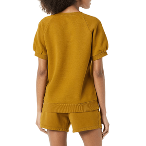 Ensemble court deux pièces personnalisable pour femme, style décontracté vintage, couleur unie, en tissu tricoté respirant en polyester, coupe ample - Product Image 4