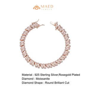สร้อยข้อมือโซ่ทองคำชุบโรสโกลด์ประดับมอสซาไนต์ Maed Jewels IGI เครื่องประดับแฟชั่นฮิปฮอปสำหรับผู้หญิงผู้ชาย ของขวัญทันสมัย นิวยอร์กซิตี้ - Product Image 6