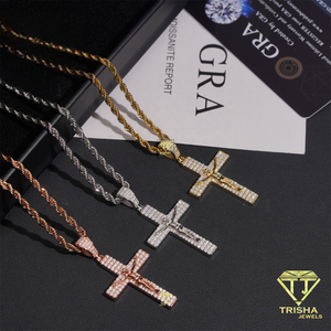 สร้อยคอจี้รูปกางเขนฮิปฮอปประดับเพชรโมอิสซาไนต์ เงินแท้ 925  แบบ Iced Out เครื่องประดับทางศาสนา - Product Image 3