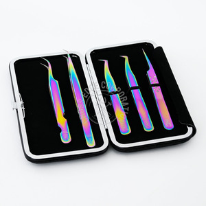 Lash Beauty Tools Stainless Steel Tweezers Eyelash Extension Kits Best Lashes Tweezers With Fiber Tip 90 Degree Volume - Product Image 5