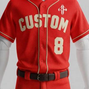 Ensemble d'uniformes de baseball avec logo blanc, manches courtes, col rond pour homme, 100% polyester, coupe régulière, fermeture à boutons par RIVIAN ATLANTIC - Product Image 6