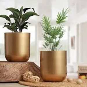Ensemble de supports pour plantes en métal, laiton doré, blanc, argenté, cylindrique, avec support à pieds croisés, pot de fleurs d'intérieur en métal - Product Image 5