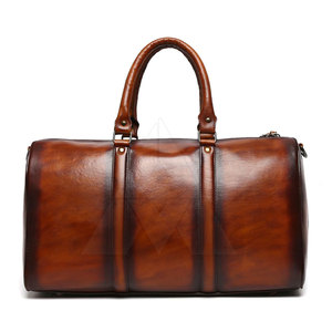 Men's Genuine Leather <b>Duffel</b> <b>Bag</b> with Adjustable Strap 30-40L Zipper Closure Casual Travel <b>Bag</b> - Product Image 3