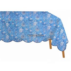 Mantel Rectangular de Algodón 100% Orgánico con Estampado Artesanal y Borde Festoneado, Venta al por Mayor Directa de Fábrica - Product Image 5