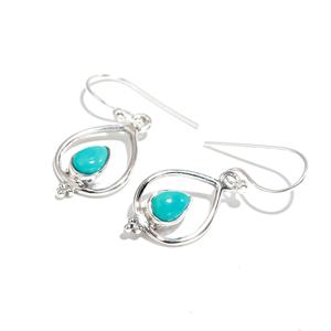 Handmade Arizona Turquoise Drop <b>Earrings</b> 925 Sterling <b>Silver</b> Boho Gemstone Jewelry for Women Statement <b>Dangle</b> At Best Price - Product Image 1