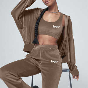 Conjunto de Dos Piezas de Alta Calidad para Mujer, Chándal de Terciopelo, Conjunto de Terciopelo para Mujer, Conjuntos de Chándal de Invierno, Top y Pantalones, Traje de Terciopelo - Product Image 3