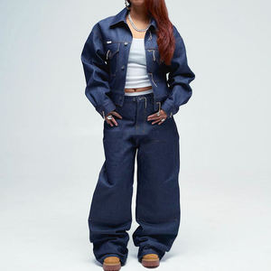 Manufacturers Custom High Quality Denim Tracksuit Raw Selvedge Jeans Jacket and Jean <b>Pant</b> Heavyweight Oversized Denim Set - Product Image 4