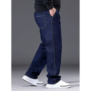 Jean en denim coupe droite pour homme, taille mi-haute, coupe ample, en coton, style décontracté, pour l'automne - Product Image 2