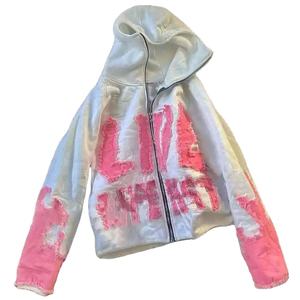 Style de rue personnalisé surdimensionné en détresse sweats à capuche blanc uni en vrac hiver hommes en détresse sweats à capuche en gros surdimensionné tenue décontracté - Product Image 2