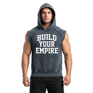Débardeur de sport imprimé en polyester/coton à col en V pour homme, style hip-hop, sans manches, respirant, effet délavé, idéal pour la gym, le fitness et la course à pied - Product Image 1