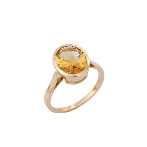 แหวนทองคำแท้ 18K ทรงรี ประดับพลอยซิทรินธรรมชาติ งานแฮนด์เมด สำหรับผู้หญิง จากผู้ผลิตเครื่องประดับ - Product Image 1