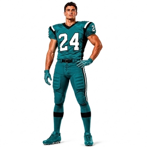 Maillot de football américain personnalisé pour homme, noir et rouge, avec nom d'équipe, col en V, manches courtes, maille respirante, 100 % polyester - Product Image 1