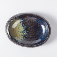 Offre Spéciale YAYU – Plat de Service Commercial en Porcelaine Épaisse, Forme Nid d'Oiseau Marocain, Noir et Bleu, 9, 10, 12 Pouces, Sans BPA, Compatible Lave-Vaisselle