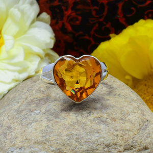 Heart Shape Citrine Topaz <b>Ring</b> 925 Sterling Silver Gemstone <b>Ring</b> Handmade Jewelry Women <b>Statement</b> <b>Ring</b> - Product Image 1